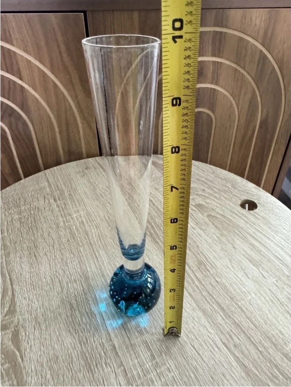 Blue Bulb-Base Handblown Glass Vase — Unbranded